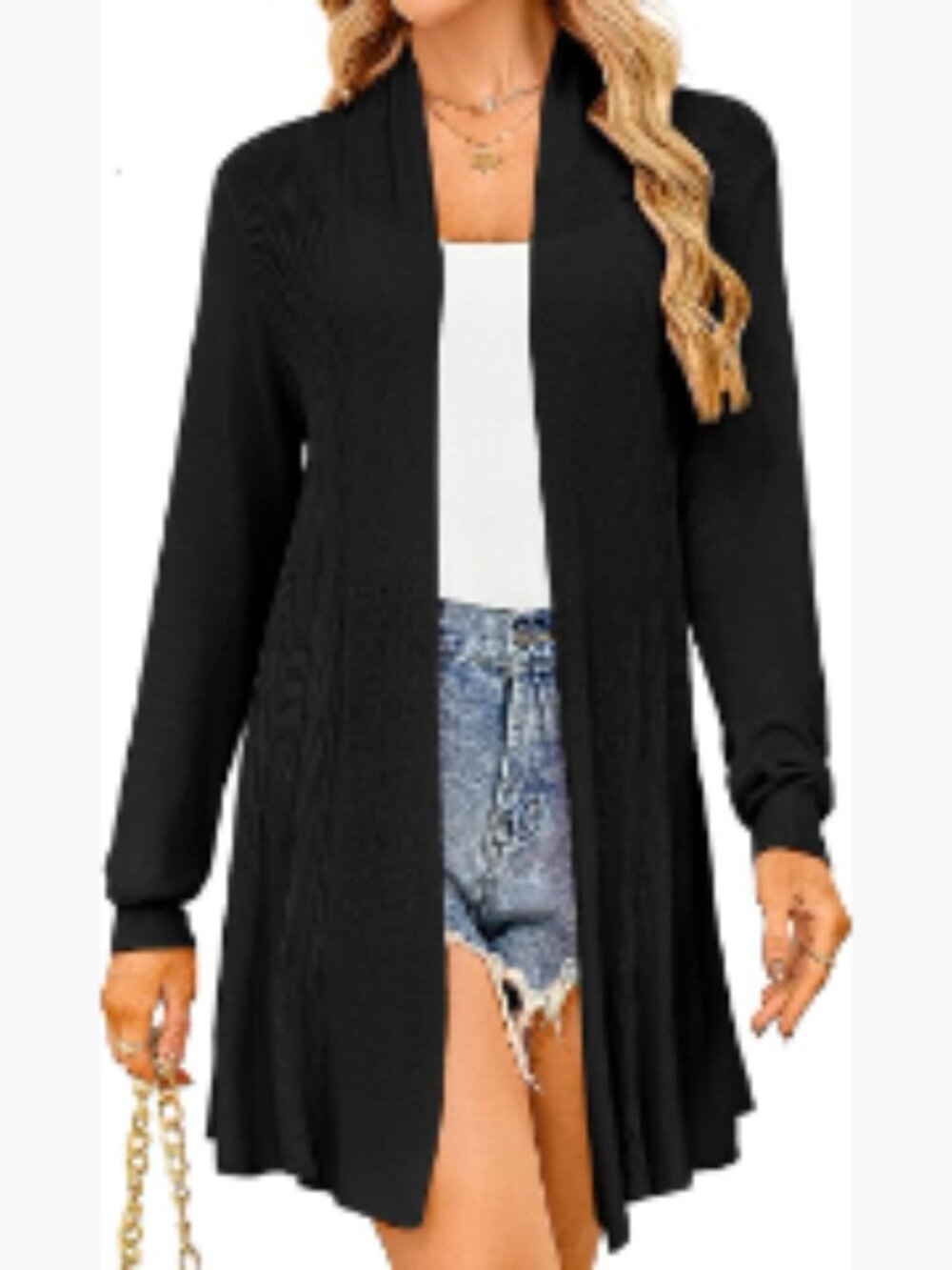 Open Front Cardigan Long Sleeve Lightweight Knit Sweater